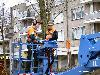 27-02-2006 het begin van het weghalen van de bomen in het winkelcentrum beverwaard